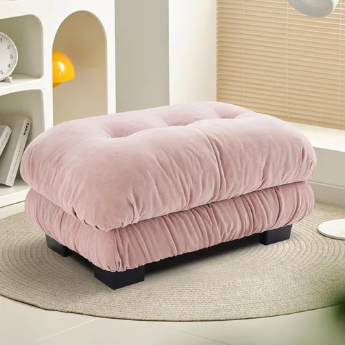 Vista 97 de Reposapiés Otomano Tapizado de Terciopelo con Cojín para Sofá Seccional Sofá 300 libras para Sala de Estar (Beige)