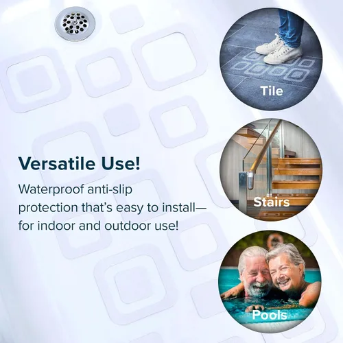 Vista 3 de Calcomanía adeshiva antideslizamiento para seguridad en el baño, 21 unidades Reliable Grip For Tubs, Showers, Stairs & More, Easy Install, Strong
