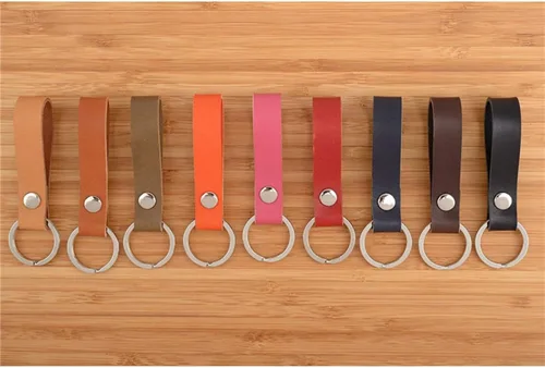 Vista 6 de BeeSpring Leather Keychain Handcraft Silver Key Ring Lanyard Handmade