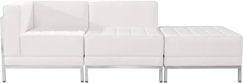 Vista 2 de Flash Furniture HERCULES Imagination Series White LeatherSoft - Juego de silla y otomana de 3 piezas