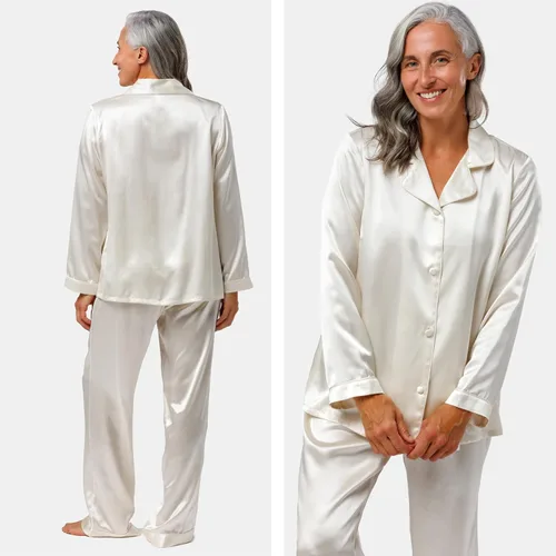 Vista 2 de Pijama clásico de seda para mujer (en caja de regalo), de Fishers Finery