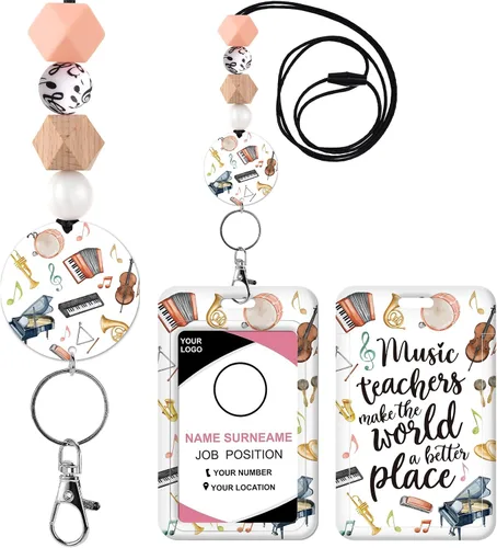 Vista 30 de Cordones para Profesores para Tarjetas de Identificación - Llavero Bohemio de Silicona con Cuentas Separables, Accesorios para Mujeres, Lindo
