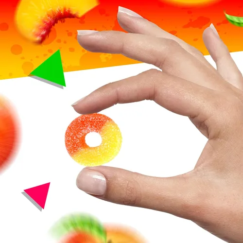 Vista 6 de Peach Rings - Caramelos de gomita, dulces clásicos agridulces, bolsa de 1 libra