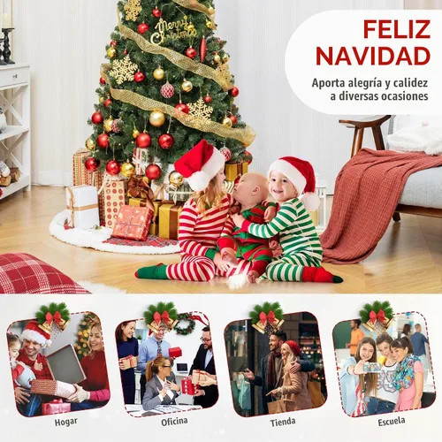 Vista 8 de Goplus Árbol de Navidad preiluminado de 6 pies, árbol de Navidad artificial con bisagras con 200 luces LED blancas cálidas, 8 modos de iluminación