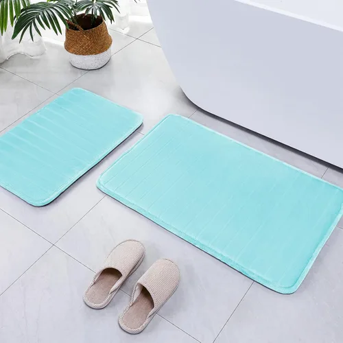 Vista 4 de SWEMSTAR Alfombra de baño de espuma viscoelástica con alfombra de inodoro, tapete de baño absorbente de agua para suelo de baño, antideslizante