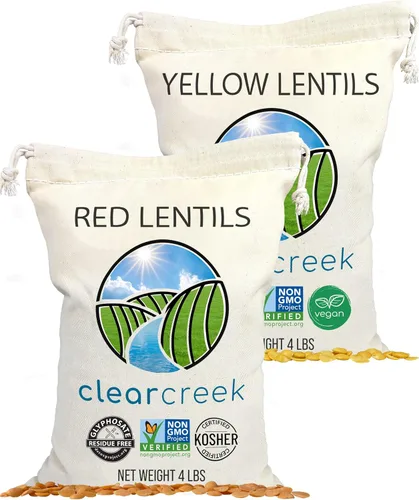 Vista 5 de CLEAR CREEK Lentejas rojas certificadas sin residuos de glifosato 1 libra Sin OMG Kosher Veganas