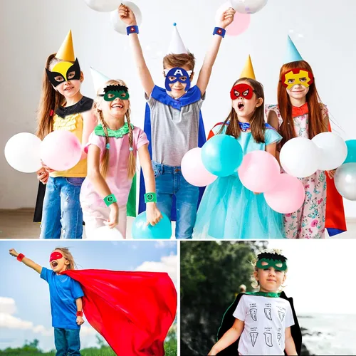 Vista 6 de DAOKEY Capas de superhéroe para niños de 3 a 10 años regalos para niños de dibujos animados disfraces de fiesta regalos de Pascua Navidad capas