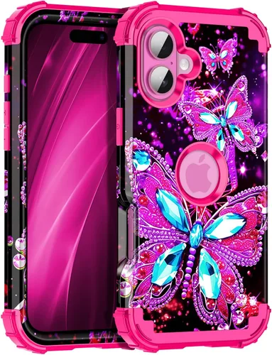 Vista 41 de Miqala Funda para iPhone 12, iPhone 12 Pro, que brilla en la oscuridad, tres capas, resistente a los golpes, protección de plástico duro + funda