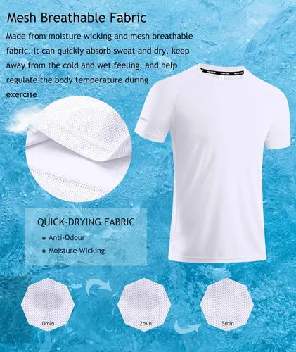 Vista 4 de Holure Camisa de entrenamiento de manga corta de malla de secado rápido para hombre