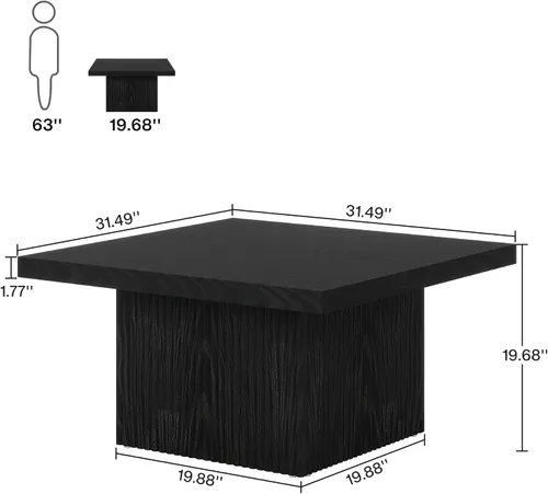 Vista 10 de Tribesigns - Mesa de café cuadrada, mesa de café acanalada de 31.5 pulgadas, mesa de centro moderna de mediados de siglo para sala de estar, mesa