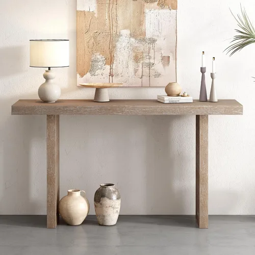 Vista 22 de Elegante mesa consola con tres cajones, mesa de entrada extra larga para entrada, pasillo, sala de estar, vestíbulo, pasillo (gris antiguo ~ 076)