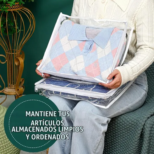 Vista 4 de Hoolerry 12 bolsas de almacenamiento de plástico transparente con Bolsa de PVC para suéter a granel, organizador de vinilo con cremallera
