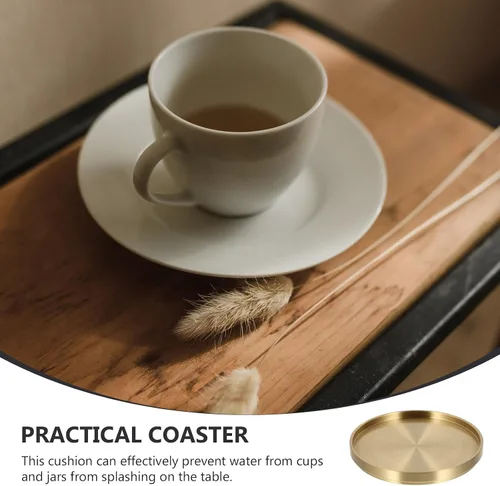 Vista 5 de Hemoton Soporte para tapete de té de latón, resistente al calor, para tazas de té, tazas de café, protector de mesa de bronce antideslizante
