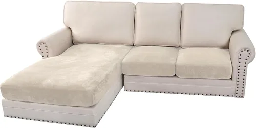 Vista 32 de H.VERSAILTEX Funda de cojín elástica de terciopelo para sofá, funda de cojín de felpa para cojines de silla, protector de muebles, cojín de asiento