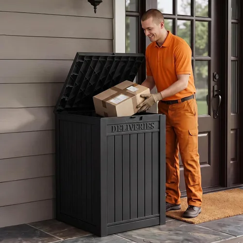 Vista 7 de Cajas de entrega del paquete para el exterior, diseño seguro bloqueable de Negro