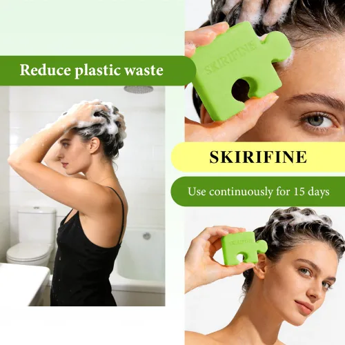 Vista 5 de Barra de champú sólido de limón en forma de rompecabezas, control de aceite y refrescante para cabello normal a graso, aroma crujiente y limpio, sin