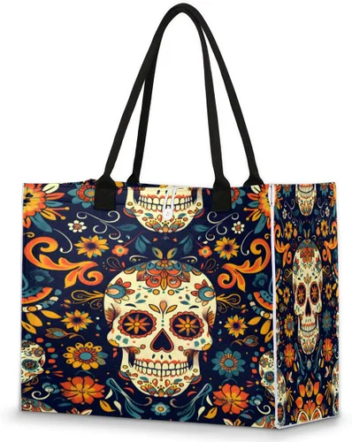 Vista 21 de Pardick Bolsa de mano reutilizable para mujer, bolsa de viaje, trabajo, compras, piscina y playa, A-04, Mediana