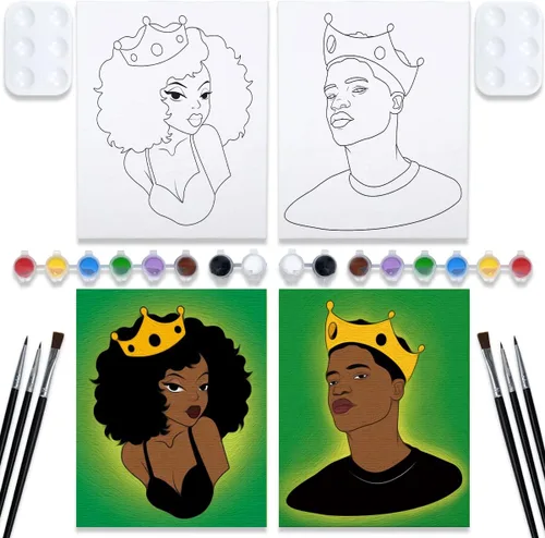 Vista 6 de VOCHIC Kits de Fiesta de Pintura para Parejas Lienzo Predibujado para Adultos Pintura y Bebida Juegos de Noche de Cita para Parejas Conjunto