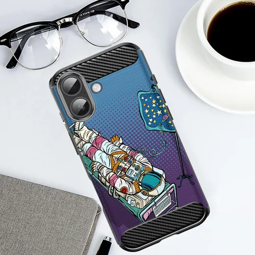 Vista 4 de CasesOnDeck Case Compatible with [Apple iPhone 17 / iPhone 17 Case] Pictorial Patterned TPU Design Case Flexible Slim and Elegant (Astronaut)