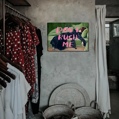 Vista 6 de Maximalist - Arte de pared decorativo estético de moda, arte de pared ecléctico femenino, arte de pared con texto en inglés "Don't Rush Me Altered