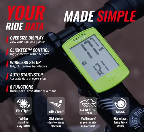 Vista 3 de CATEYE Computadora Inalámbrica para Bicicleta Padrone – Ciclocomputadora con Pantalla de Gran Tamaño, Velocímetro y Odómetro Inalámbricos, Montaje