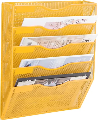 Vista 35 de EASEPRES Organizador de archivos de malla de 3 bolsillos para colgar en la pared, carpeta de papel para correo montada en la pared, organizador