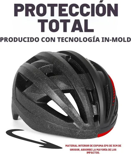 Vista 7 de VICTGOAL Casco de bicicleta con luz trasera recargable por USB, gafas magnéticas desmontables, visera solar extraíble, cascos de bicicleta de Negro