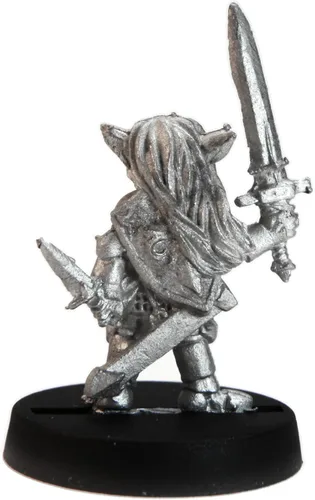 Vista 2 de Stonehaven Female Gnome Paladin Miniature - Lead-Free Pewter Figure, 28mm Scale, Unpainted, Made in USA