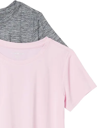 Vista 124 de Amazon Essentials Camiseta de manga corta con cuello redondo para mujer, de secado rápido, para entrenamiento, gimnasio, paquete múltiple