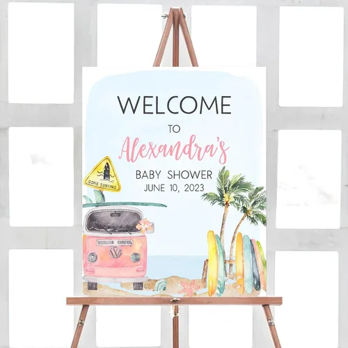 Vista 22 de Letrero de bienvenida para baby shower de primavera floral Baby in Bloom, personalizado