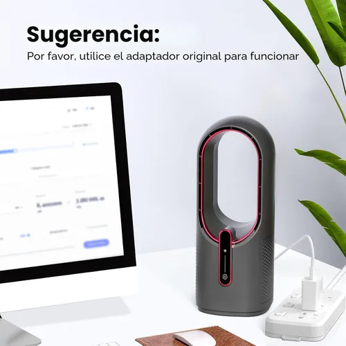 Vista 7 de KONSIDEN Ventilador de escritorio sin aspas, ventilador de oficina de 11.8 pulgadas, pequeño, silencioso, ajuste de 3 velocidades, control táctil