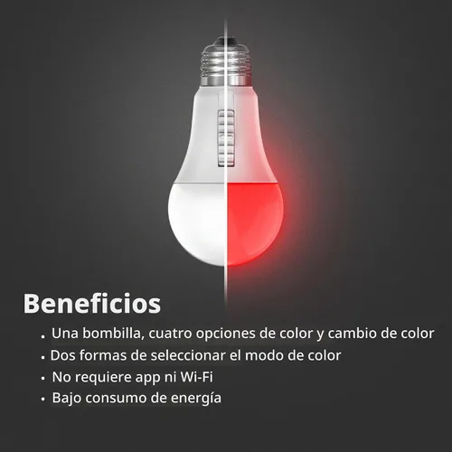 Vista 4 de Feit Electric Bombilla LED que cambia de color, A19 con una bombilla de base media E26, equivalente a 60 W, vida útil de 15 años