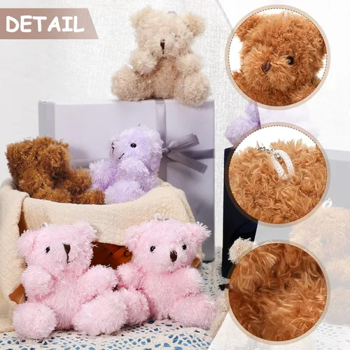 Vista 6 de Chivao 20 piezas de mini osos de peluche a granel de 4 pulgadas de oso pequeño a granel para niños, fiesta de cumpleaños, intercambio de aula, baby
