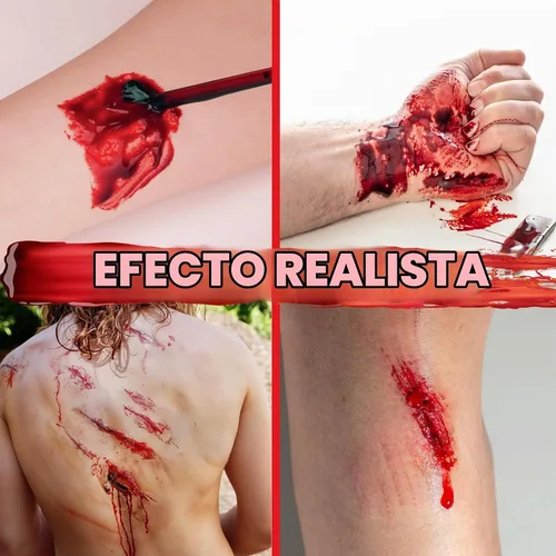 Vista 3 de Halloween 1.7 fl oz sangre falsa lavable Cosplay para disfraz de zombi maquillaje