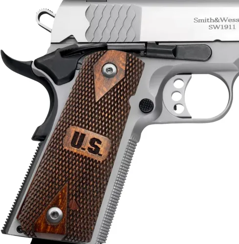 Vista 8 de 1911 Original Series US Logo Wooden 1911 Grips, Ambi Safety Cut, Handgun-Pistol Grips, 1911 Wood, Full Size, 1911 Accessories, Gift for Veterans