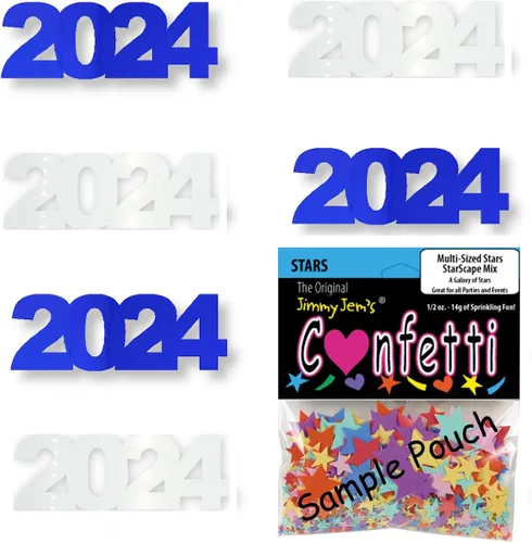 Vista 58 de Confetti Year 2024 Negro, Azul Royal Combo - 2 bolsas de media onza (1 oz)