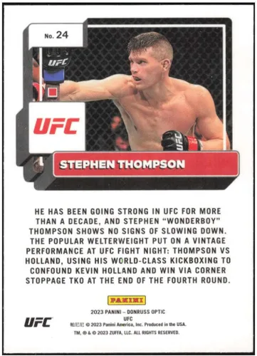 Vista 2 de 2023 Donruss Optic UFC #24 Stephen Thompson NM+-MT Welterweight NM+-MT MMA Fighting