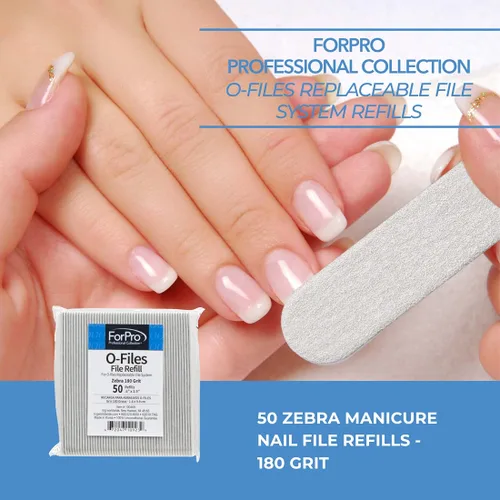 Vista 3 de ForPro Professional Collection O-Files - Sistema de archivos reemplazable, cebra, grano 180, repuestos de lima de uñas de manicura, 3.9 pulgadas