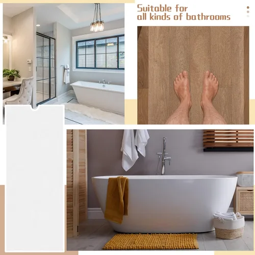 Vista 7 de Amylove 2 rollos de 16 x 40 pulgadas, tapete adhesivo antideslizante transparente para bañera con drenaje recortado antideslizante tapete de baño