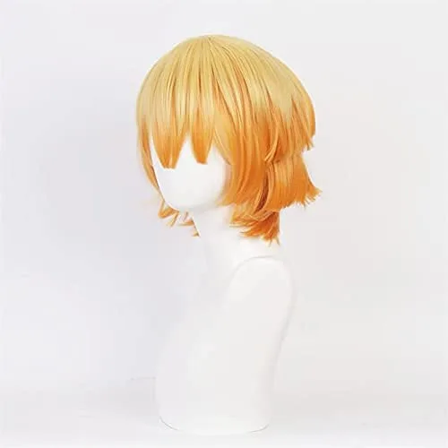 Vista 3 de Aadesso Anime Demon Slayer Kimetsu No Yaiba Agatsuma Zenitsu Cosplay Peluca Hombres Mujeres Resistente al Calor Pelucas de Pelo Sintético Halloween