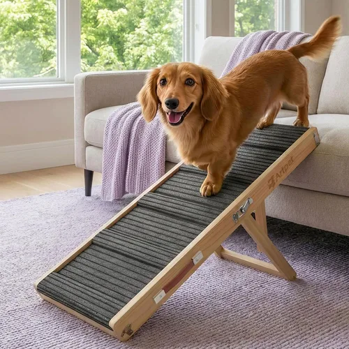 Vista 9 de Dog Ramp for Bed, Adjustable Pine Wood Ramp for Small & Medium Dogs