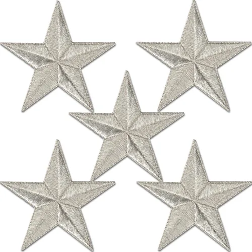 Vista 23 de Laughing Lizards Parches bordados con estrellas para planchar para ropa, chaquetas, mochilas y decoraciones (negro, 1 pulgada)
