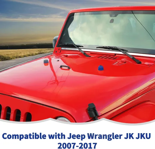 Vista 7 de Cubierta de Goma para Capó del Motor, Adorno de Adornos para Cuerpo de Vehículo para Jeep Wrangler JK JKU 2007-2018, Azul