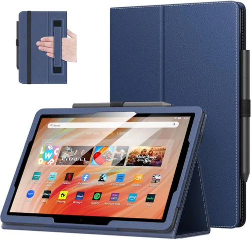 Vista 14 de MoKo - Funda para tablet Kindle Fire HD 10 y 10 Plus (11.ª generación, versión 2021), diseño delgado y plegable con función de encendido y apagado