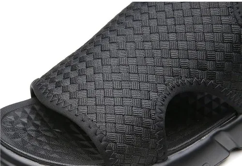 Vista 4 de Sandalias de verano tejidas de suela suave para hombre, para exteriores, verano, puntera abierta, antideslizantes, para playa, aumento de altura