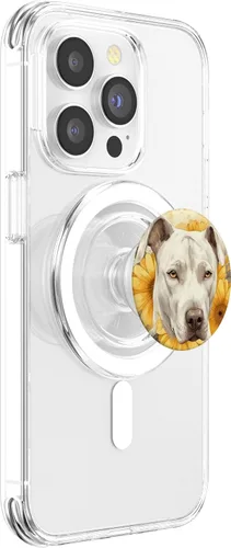 Vista 3 de Dogo Argentino Perro Acuarela Girasol PopSockets MagSafe PopGrip para iPhone