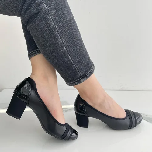 Vista 4 de JENN ARDOR Zapatos de tacón bajo con punta redonda cerrada, zapatos de vestir clásicos de media cuadrada, para boda, fiesta, oficina, 2 pulgadas