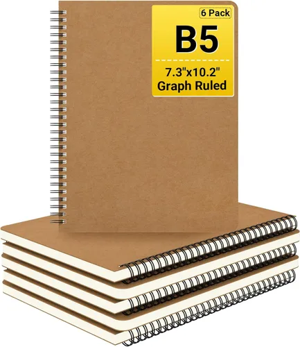 Vista 11 de EUSOAR Cuaderno en espiral en blanco de tapa dura, B5, 6 paquetes de 7.3 x 10.2 pulgadas, cuadernos de escritura de viaje, bloc de notas de notas