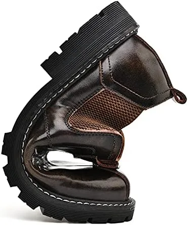 Vista 5 de Zapatos Oxford para hombre para hombre, estilo casual, botas de vestir para hombre, zapatos de cuero Chelsea, formal, a la moda, marrón, negro