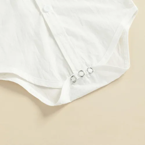 Vista 4 de Conjunto de ropa de caballero para bebé niño pequeño, camisas de manga corta, overoles cortos, trajes de verano para recién nacidos, trajes formales